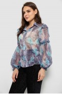 Блуза жіноча з принтом шифонова, колір блакитний, 230R1503-1 - фото № 2