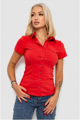 Сорочка жіноча однотонна  -уцінка, колір червоний, 230R068-1-U-340