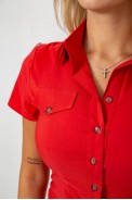 Сорочка жіноча однотонна  -уцінка, колір червоний, 230R068-1-U-340 оптом - фото № 4