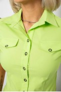 Рубашка женская однотонная  -уценка, цвет салатовый, 230R068-11-U-84 оптом - фото № 4