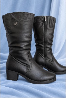 Сапоги женские зимние на меху, цвет черный, 243R12004
