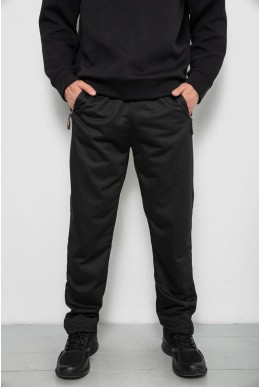 Спортивні штани чоловічі однотонні, колір чорний, 244RY-440