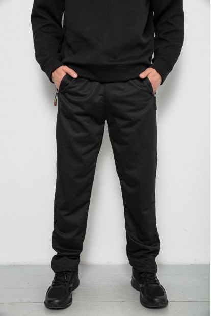 Спортивні штани чоловічі однотонні, колір чорний, 244RY-440