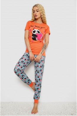 Пижама женская с принтом, цвет персиково-голубой, 243R15913