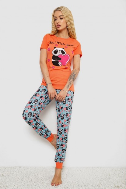 Пижама женская с принтом, цвет персиково-голубой, 243R15913