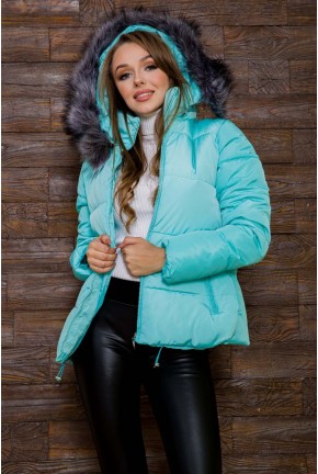 Женская куртка деми средней длины цвет Бирюзовый 167R720