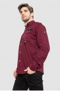 Сорочка чоловіча однотонна з принтом  -уцінка, колір бордовий, 186R02-U-1 - фото № 2