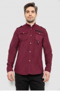 Рубашка мужская однотонная с принтом  -уценка, цвет бордовый, 186R02-U-4 оптом - фото № 0