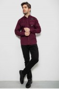 Сорочка чоловіча однотонна з принтом  -уцінка, колір бордовий, 186R01-U-4 оптом - фото № 1
