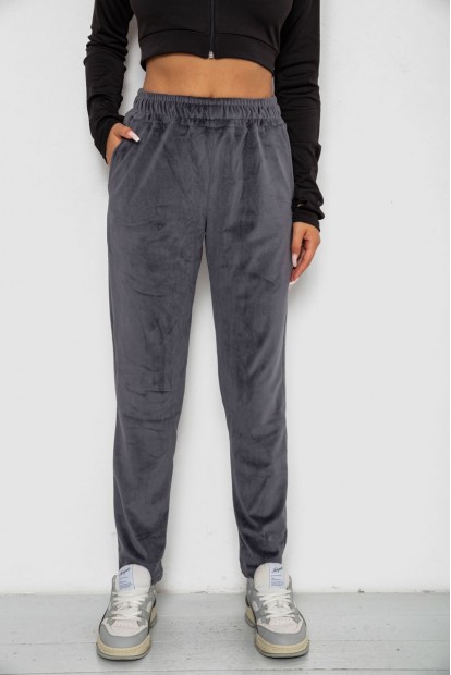 Спортивные штаны велюровые женские на флисе  -уценка, цвет серый, 238R350-U