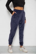 Спортивні штани жіночі велюрові на флісі  -уцінка, колір синій, 238R58646-1-U оптом - фото № 2