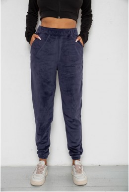 Спортивні штани жіночі велюрові на флісі  -уцінка, колір синій, 238R58646-1-U