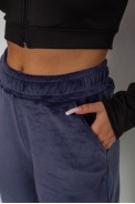 Спортивні штани жіночі велюрові на флісі  -уцінка, колір синій, 238R58646-1-U оптом - фото № 4