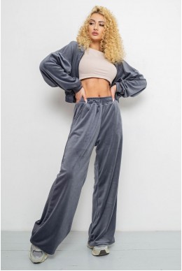 Спортивный костюм женский велюровый на молнии, цвет серый, 177R065