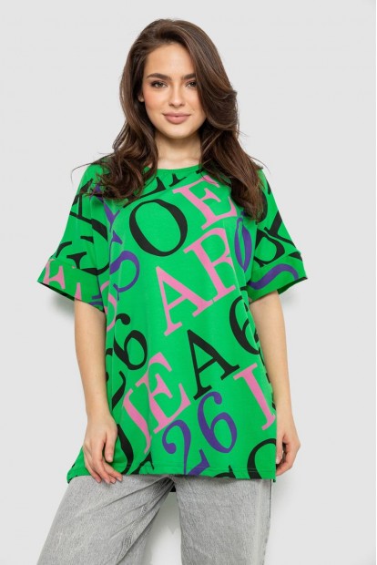 Футболка жіноча з принтом, колір світло-зелений, 244R4002-1