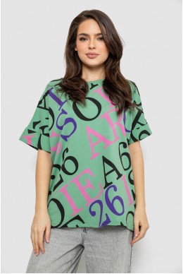 Футболка женская с принтом, цвет оливковый, 244R4002-1