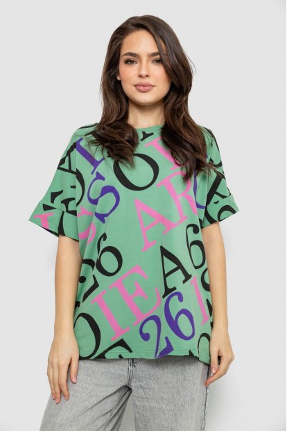 Футболка женская с принтом, цвет оливковый, 244R4002-1