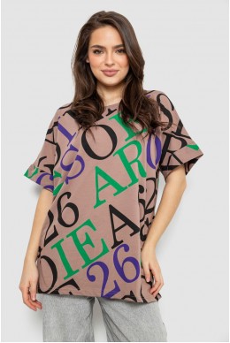 Футболка жіноча з принтом, колір бежевий, 244R4002-1