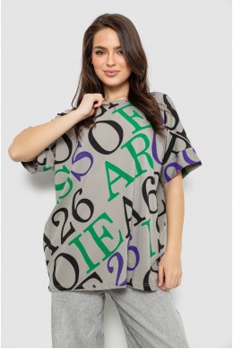 Футболка жіноча з принтом, колір сірий, 244R4002-1