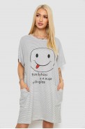 Ночная рубашка в полоску, цвет серо-белый, 238R15022-1 - фото № 0