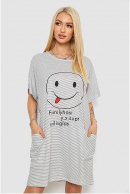 Ночная рубашка в полоску, цвет серо-белый, 238R15022-1