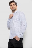 Сорочка чоловіча однотонна з принтом, колір білий, 186R6918-2 - фото № 2