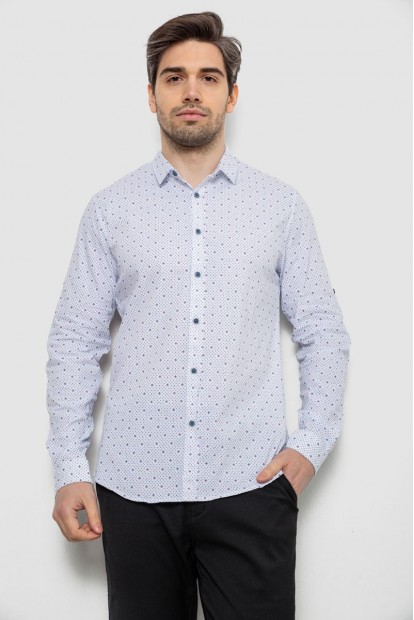 Сорочка чоловіча однотонна з принтом, колір білий, 186R6918-2