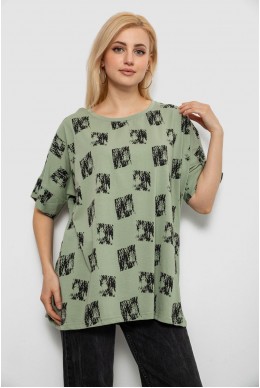 Футболка женская с принтом, цвет оливковый, 244R4015