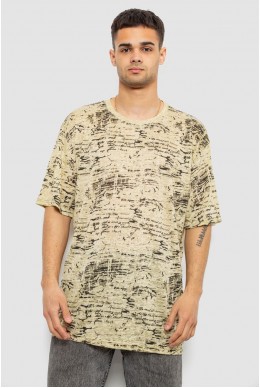 Футболка мужская с принтом, цвет горчичный, 244R7036-1