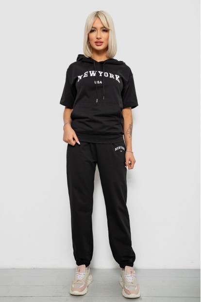 Костюм жіночий повсякденний однотонний, колір чорний, 221R105