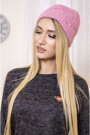 Женская шапка, пудрового цвета, из шерсти, 167R002