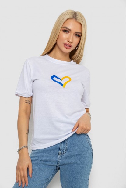 Футболка жіноча з принтом  -уцінка, колір білий, 238R330-1-U