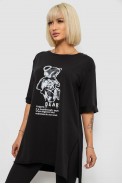 Футболка женская с принтом, цвет черный, 244R2018 - фото № 2