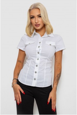 Сорочка жіноча однотонна  -уцінка, колір білий, 230R068-1-U-282