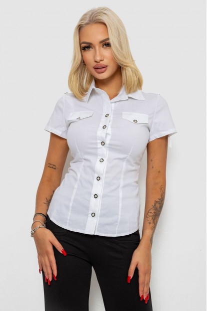 Рубашка женская однотонная  -уценка, цвет белый, 230R068-1-U-284