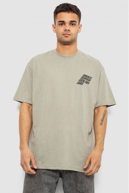 Футболка чоловіча з принтом, колір оливковий, 244R7411