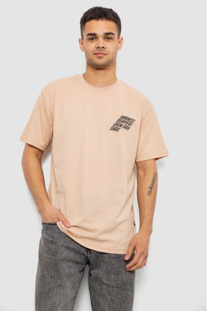 Футболка чоловіча з принтом, колір бежевий, 244R7411