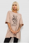 Футболка женская с принтом, цвет бежевый, 244R2018 - фото № 0