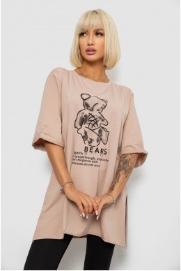 Футболка женская с принтом, цвет бежевый, 244R2018