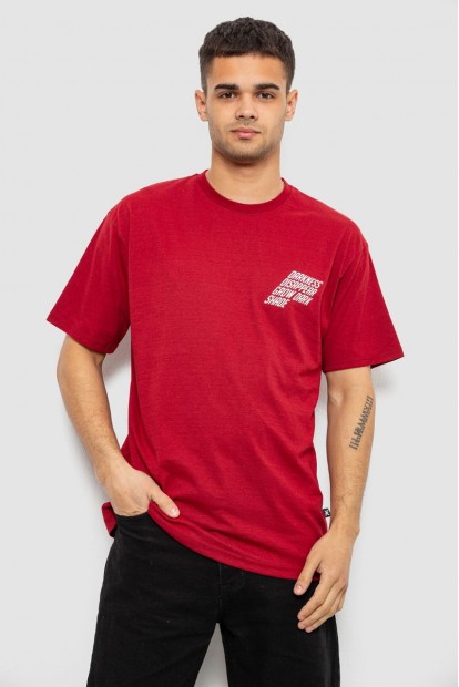 Футболка чоловіча з принтом, колір бордовий, 244R7411