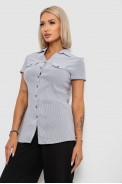 Рубашка-туника в полоску, цвет светло-серый, 230R665-1 оптом - фото № 2