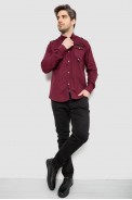 Сорочка чоловіча однотонна з принтом  -уцінка, колір бордовий, 186R02-U-7 - фото № 1