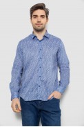 Мужская рубашка с принтом  -уценка, цвет голубой, 186R6917-7-U оптом - фото № 0