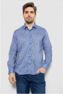 Мужская рубашка с принтом  -уценка, цвет голубой, 186R6917-7-U
