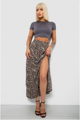 Юбка софт с леопардовым принтом, цвет серый, 257R11-3