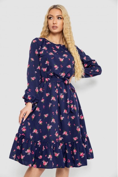 Сукня з принтом софт, колір синьо-рожевий, 214R0227-1