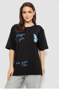 Футболка жіноча з принтом, колір чорний, 244R3006 - фото № 0
