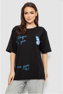 Футболка женская с принтом, цвет черный, 244R3006