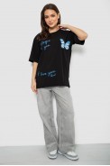Футболка жіноча з принтом, колір чорний, 244R3006 - фото № 1