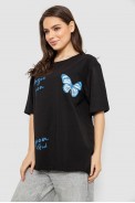Футболка жіноча з принтом, колір чорний, 244R3006 - фото № 2